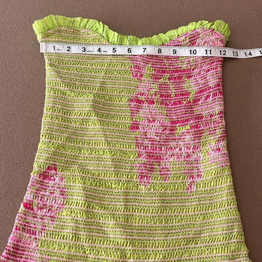 Rococo Sand Leia Bodysuit - Stretchy Smocked- green/pink - XS - Picture 9 of 11
